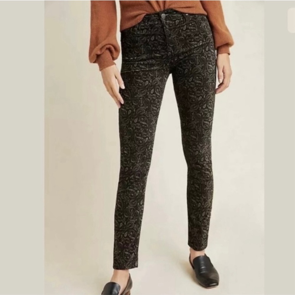 Anthropologie  High-Rise Stevie Ankle - Black / Grey  Paisley - Size 28